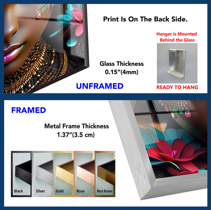 African Black Woman Tempered Glass Wall Art - MyPhotoStation