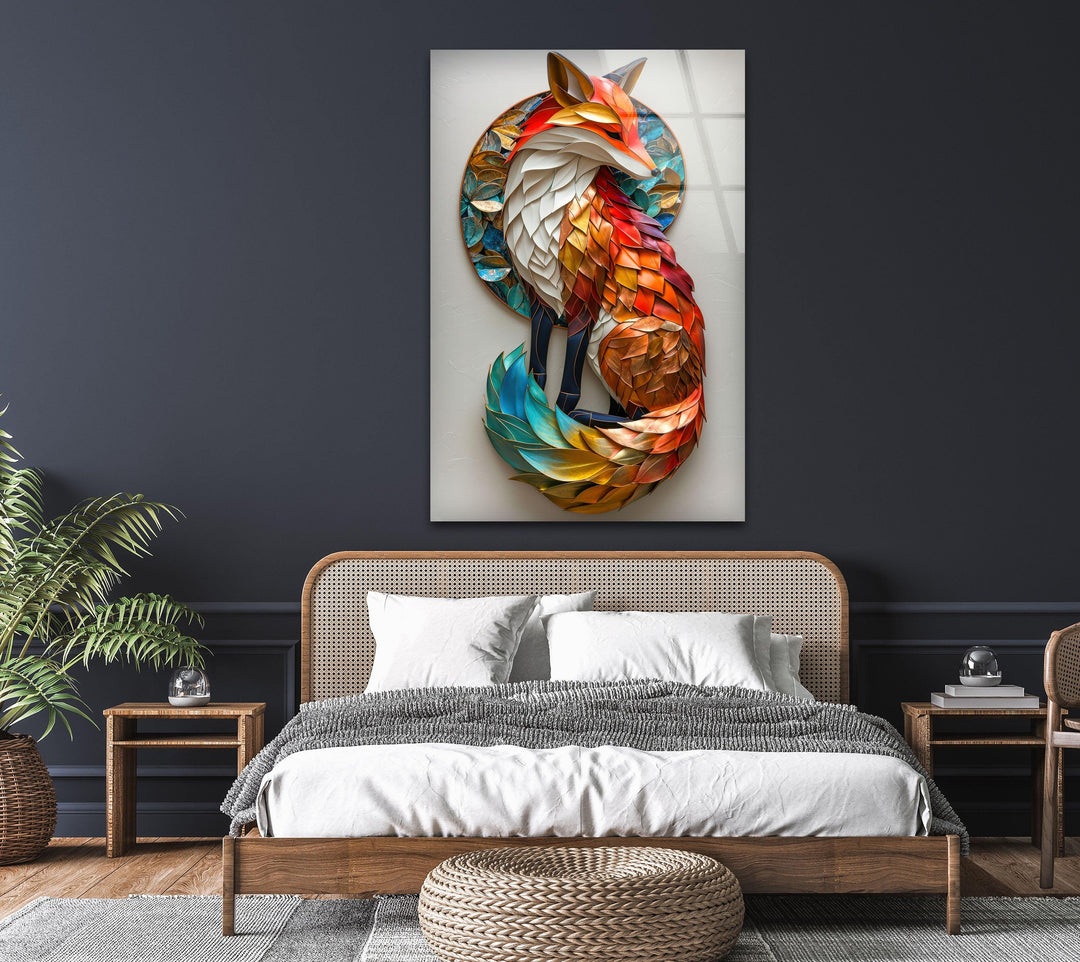 Colored Fox Glass Wall Art Glass Printing Wall Art, Print photos on glass