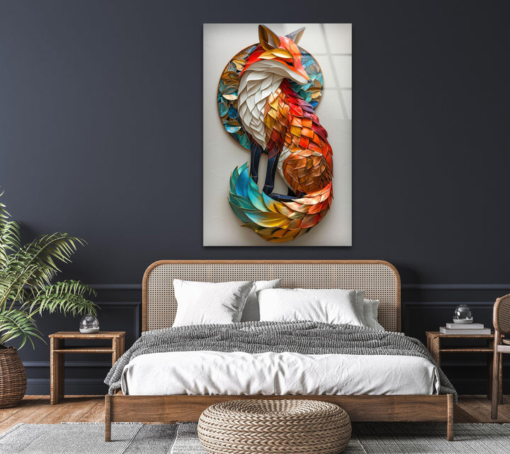 Colored Fox Glass Wall Art Glass Printing Wall Art, Print photos on glass