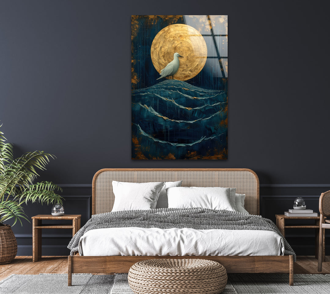 White Bird In The Moonlight Cool Abstract Art & Glass Wall Decor