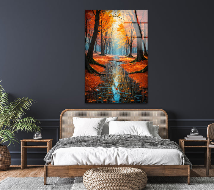 Autumn Forest Landscape Glass Wall Art glass photo prints, glass picture prints