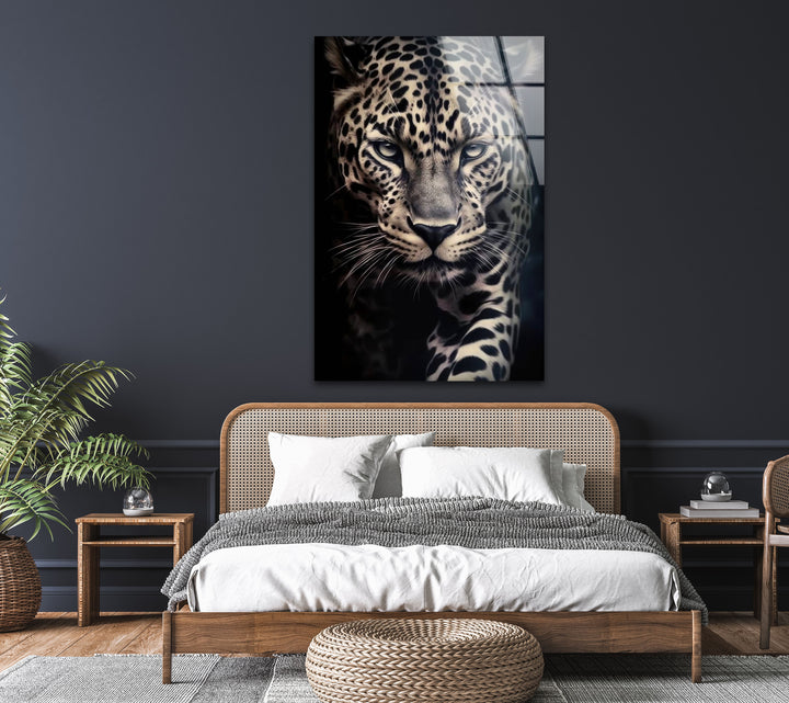 Leopard Portrait Glass Wall Art large glass photo prints, glass wall photos