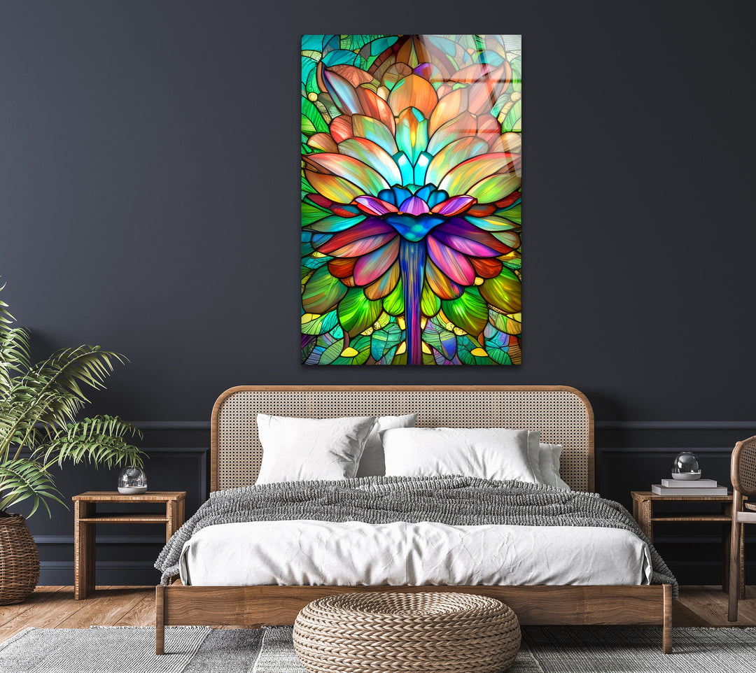 Stained Glass Lotus Flower Glass Wall Art, art glass wall art, glass wall art pictures