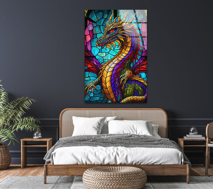 Evil Dragon Glass Wall Art picture on glass wall art, photos printed on glass