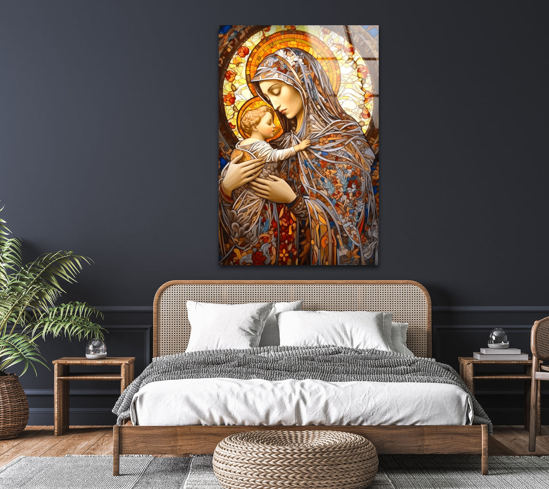 Jesus and Virgin Mary Tempered Glass Wall Art - MyPhotoStation