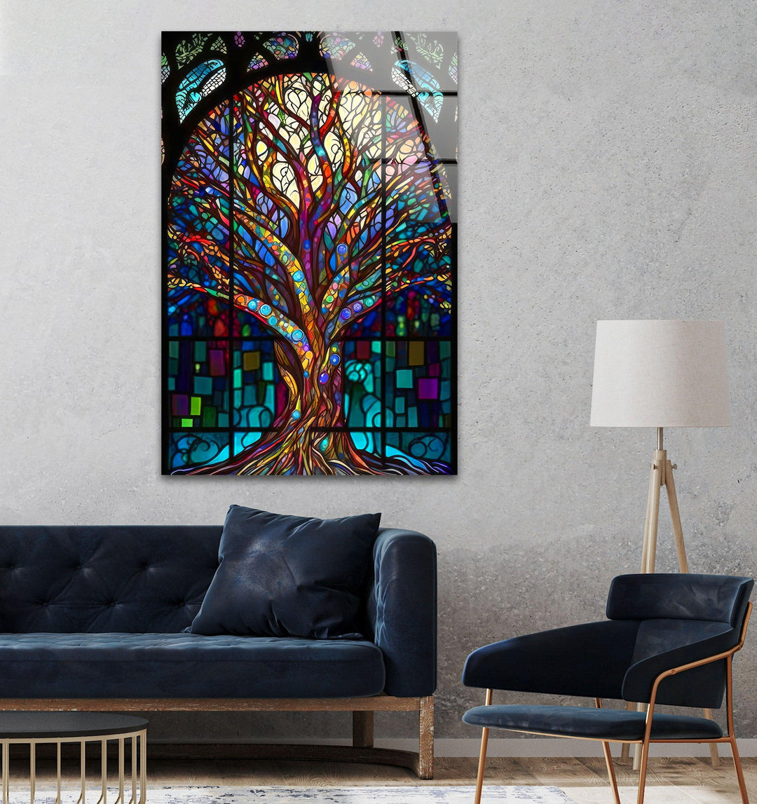 Stained Magic Tree Glass Wall Art, glass pictures for Wall, glass prints wall art