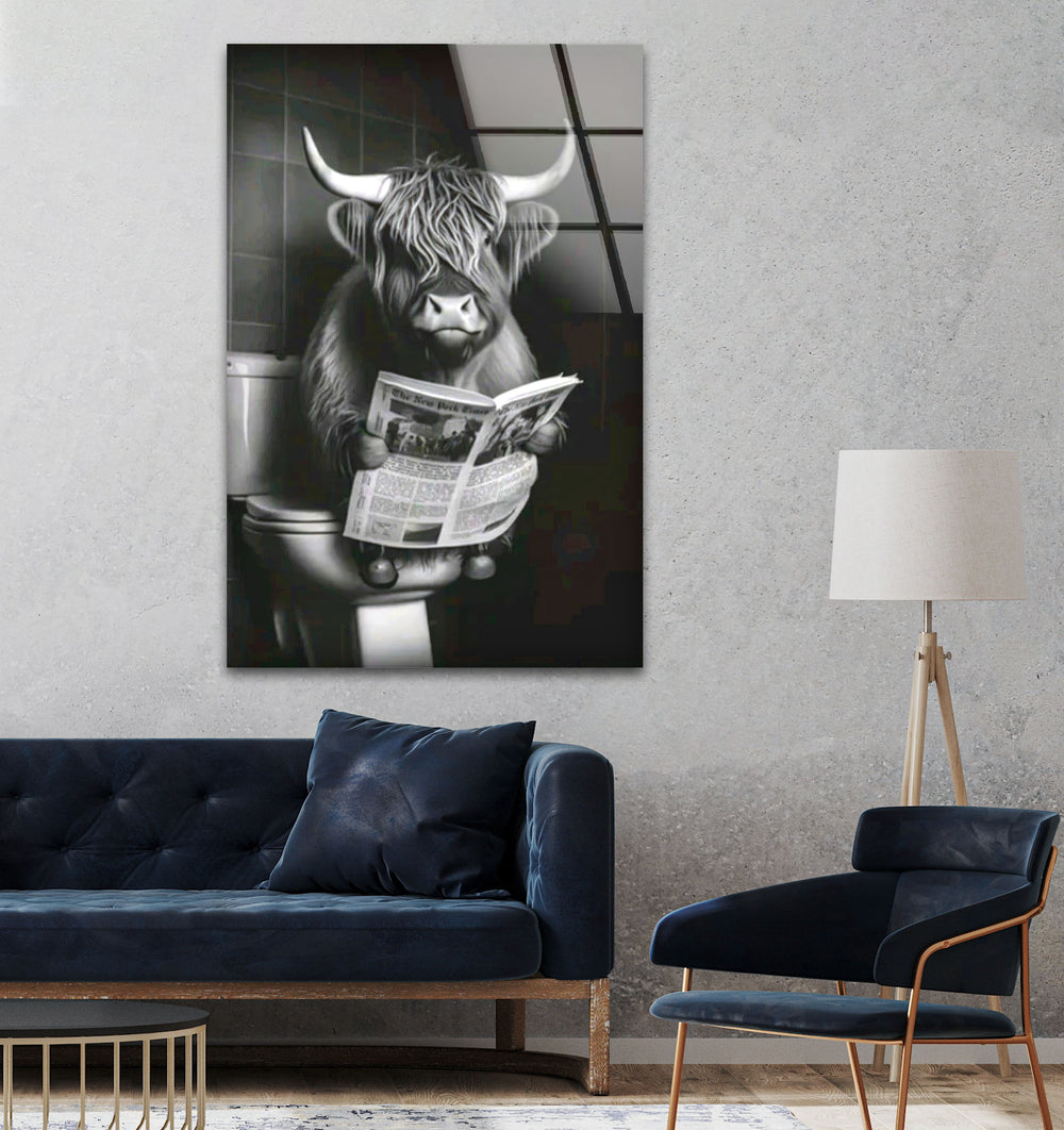 Reading Cow Glass Wall Art glass photo prints, glass picture prints