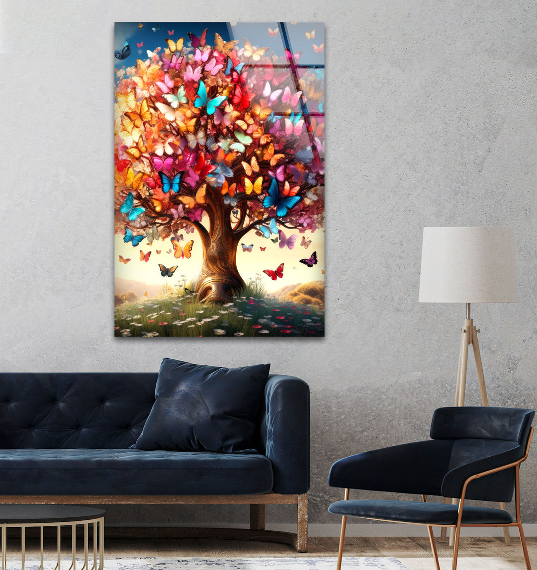 Butterfly Tree Glass Wall Art glass photo prints, glass picture prints