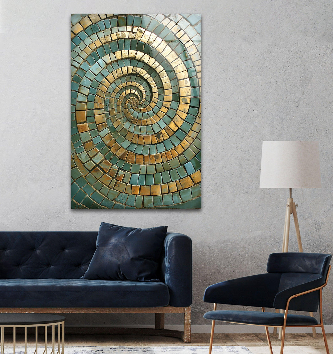 Golden Spiral Design Mosaic Tempered Glass Wall Art - MyPhotoStation