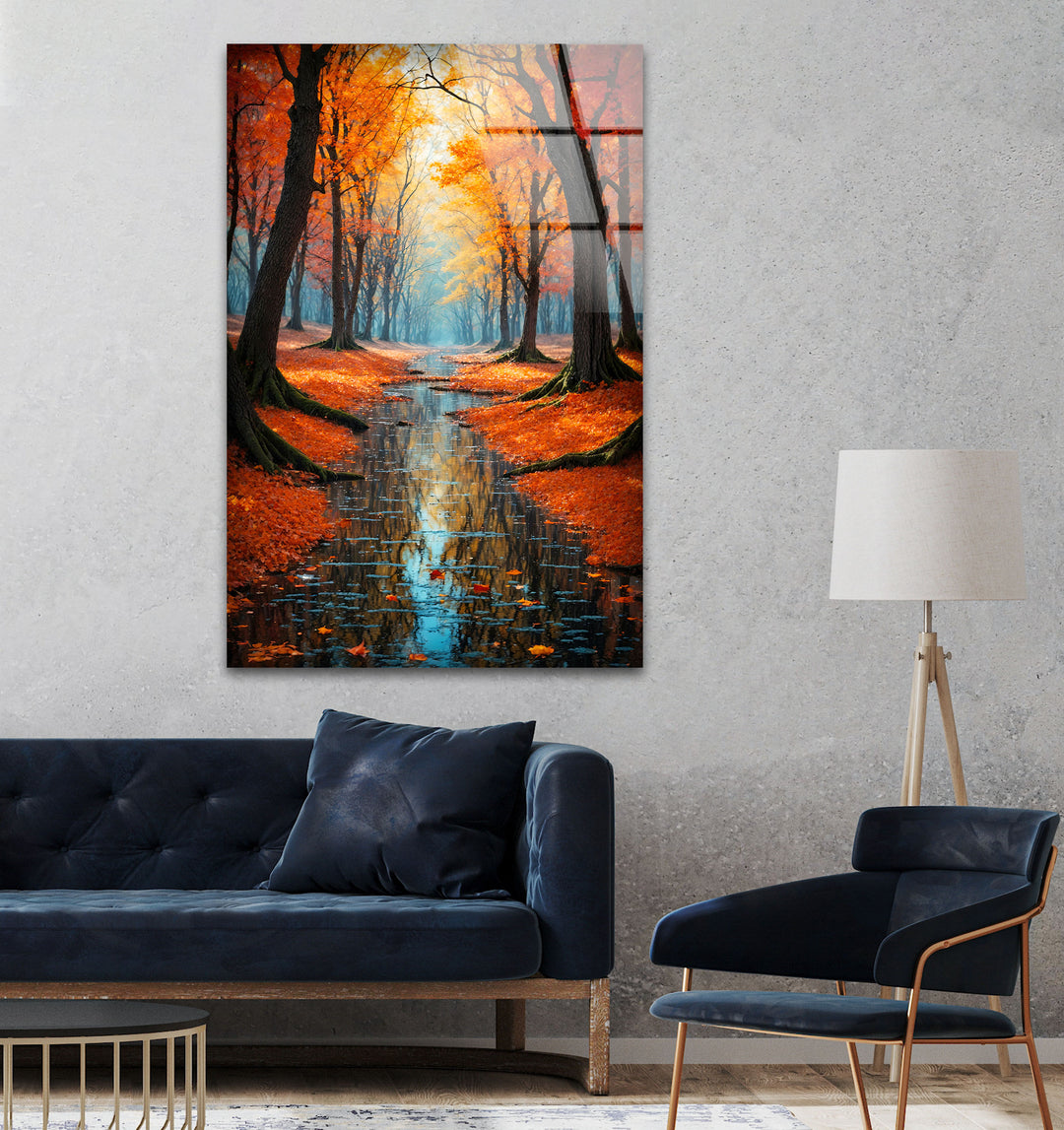 Autumn Forest Landscape Glass Wall Art Glass Printing Wall Art, Print photos on glass