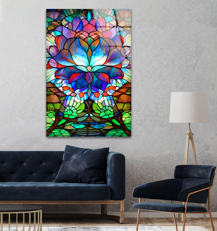 Lotus Flower Stained Glass Wall Art, Glass Printing Wall Art, Print photos on glass