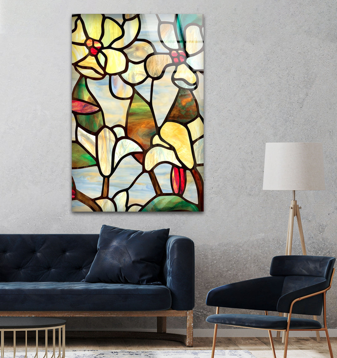 Stained Floral Glass Wall Art, glass image printing, glass prints from photos