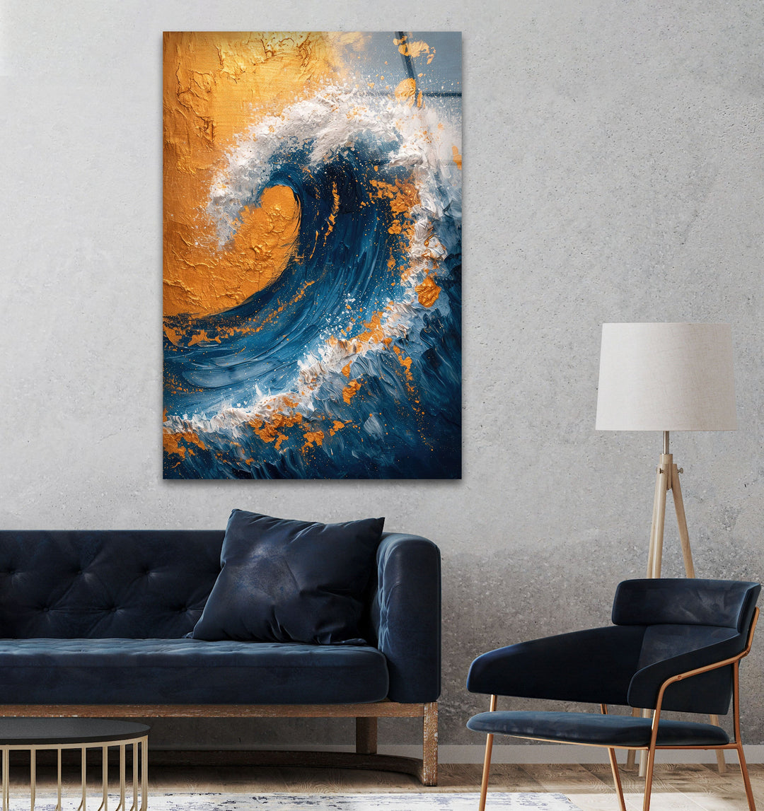 Ocean Wave Painting Glass Wall Art glass pictures for Wall, glass prints wall art