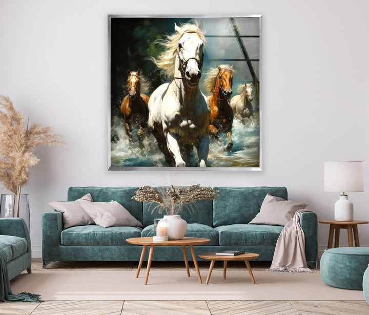 Horses Running Glass Wall Art custom glass photo prints, large glass prints