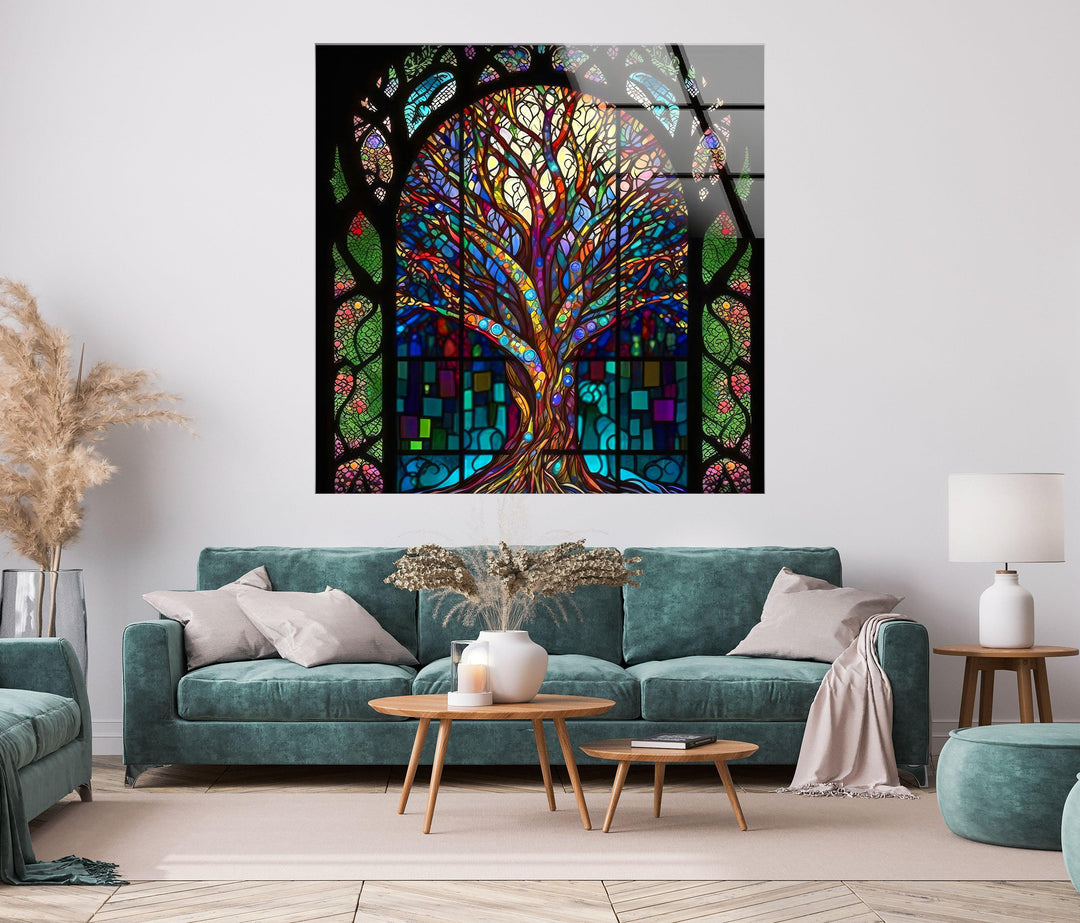 Stained Magic Tree Glass Wall Art, Glass Printing Wall Art, Print photos on glass