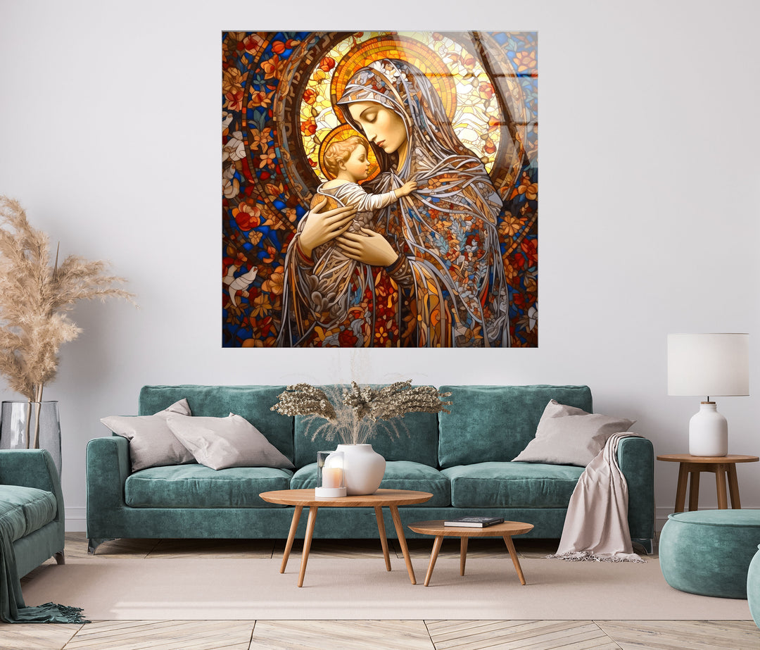 Jesus and Virgin Mary Tempered Glass Wall Art - MyPhotoStation