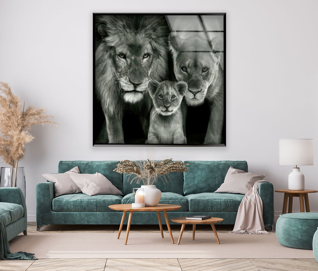 Lion Family Glass Wall Art glass photo prints, glass picture prints