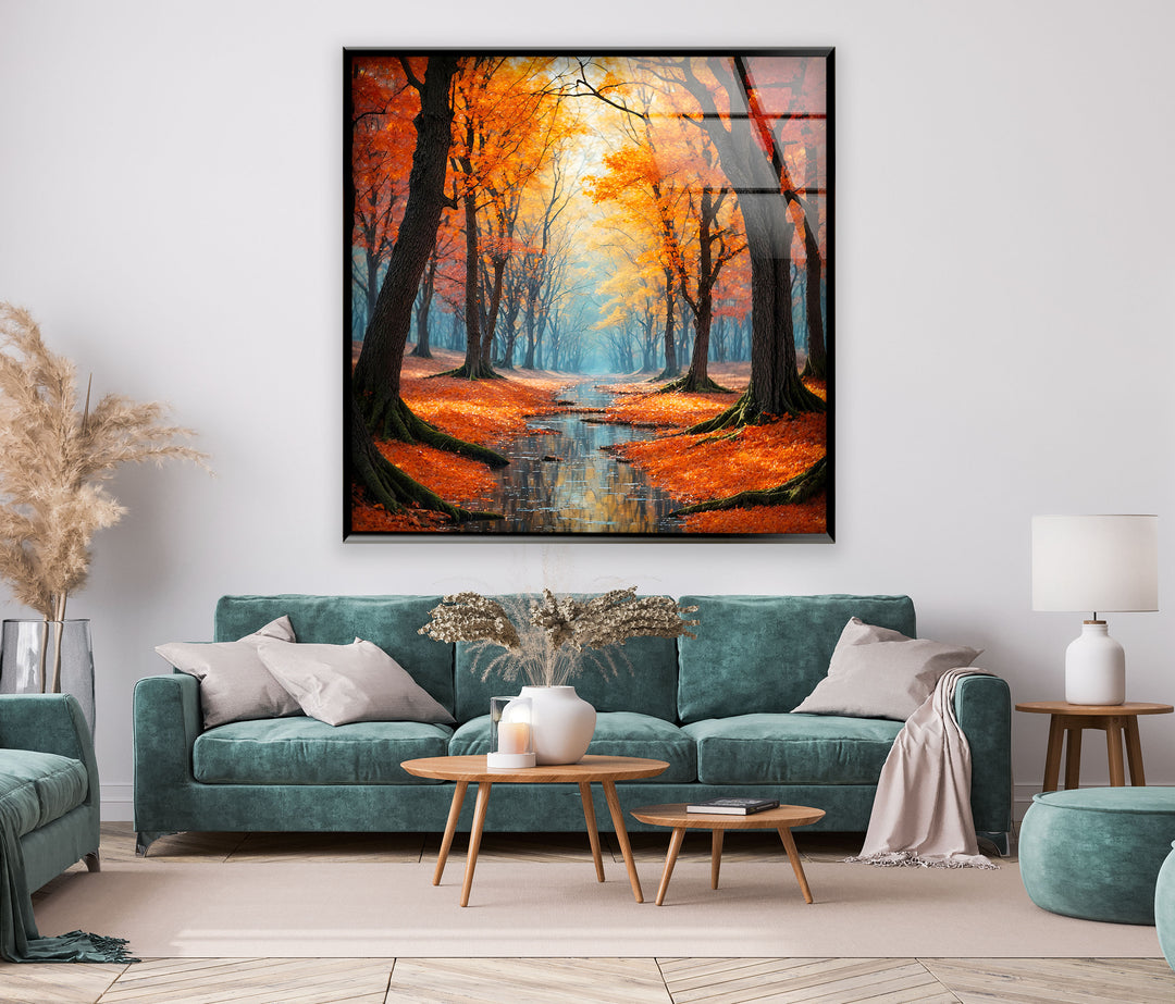 Autumn Forest Landscape Glass Wall Art art glass wall art, glass wall art pictures