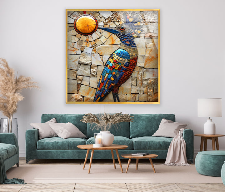 Mosaic Hummingbird Glass Wall Art large glass photo prints, glass wall photos