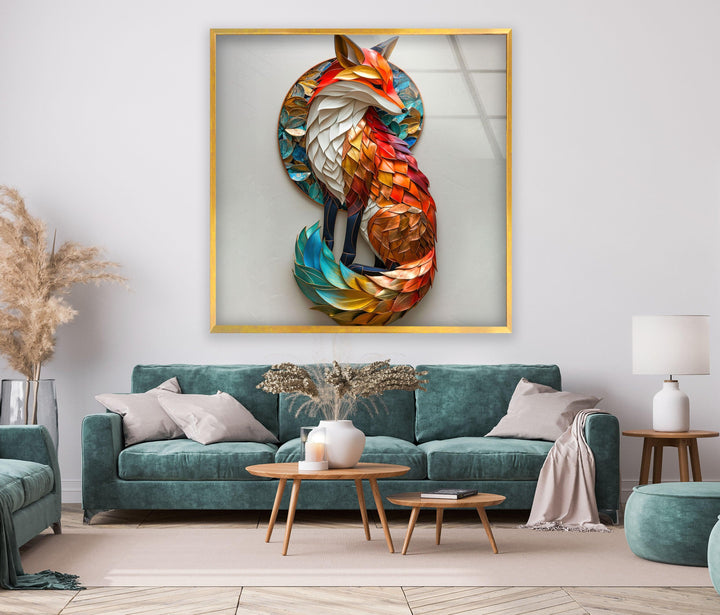 Colored Fox Glass Wall Art glass art painting, glass art for the Wall