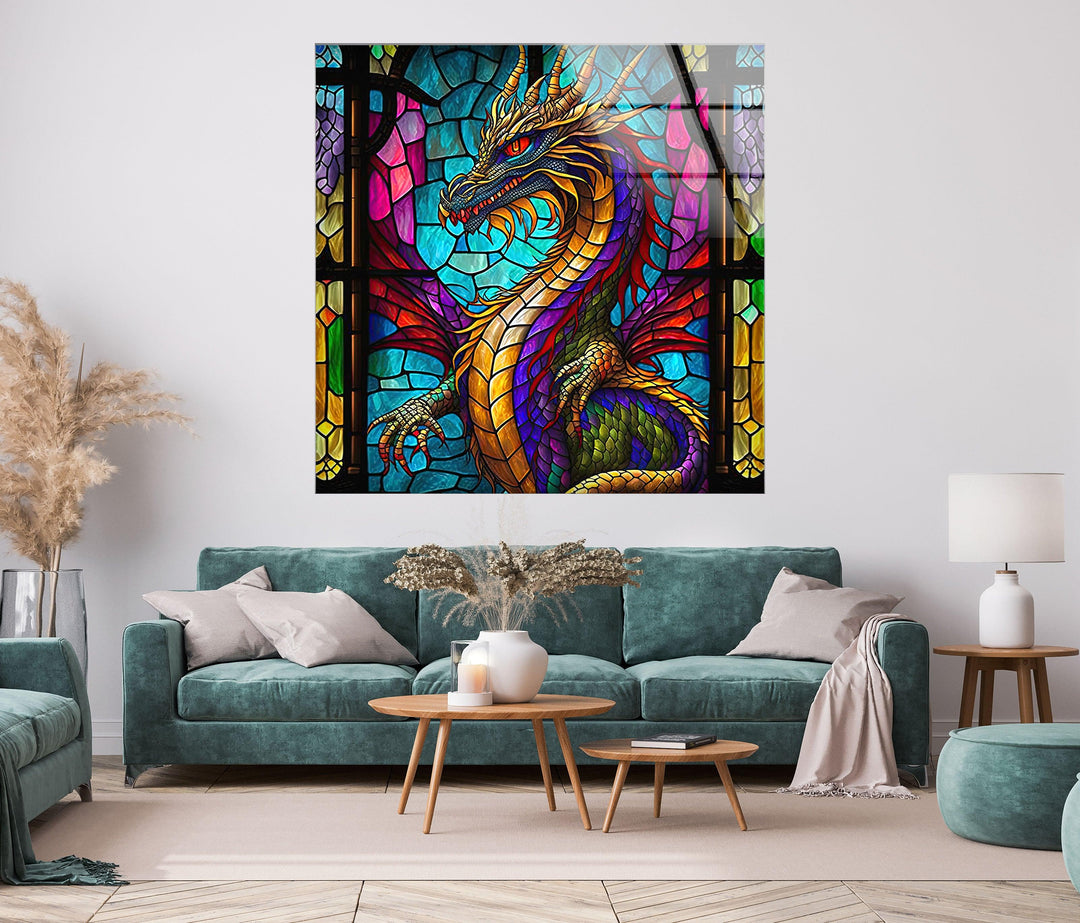 Evil Dragon Glass Wall Art print picture on glass, Tempered Glass Wall Art