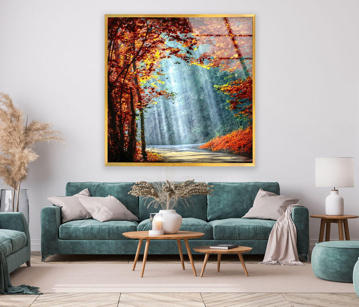 Lights in The Trees Glass Wall Art print on glass, glass printed photos