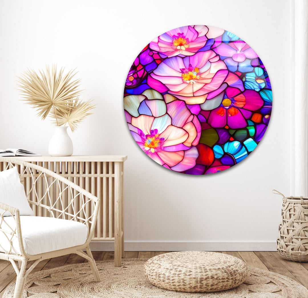 Pink Stained Flowers Glass Wall Art Brighten your home with vibrant Abstract Glass Art. Our glass panel art and photo prints on glass bring your walls to life. Choose from a variety of designs, including flowers painted on glass and large glass photo prints. Secure packaging and free shipping on all orders.