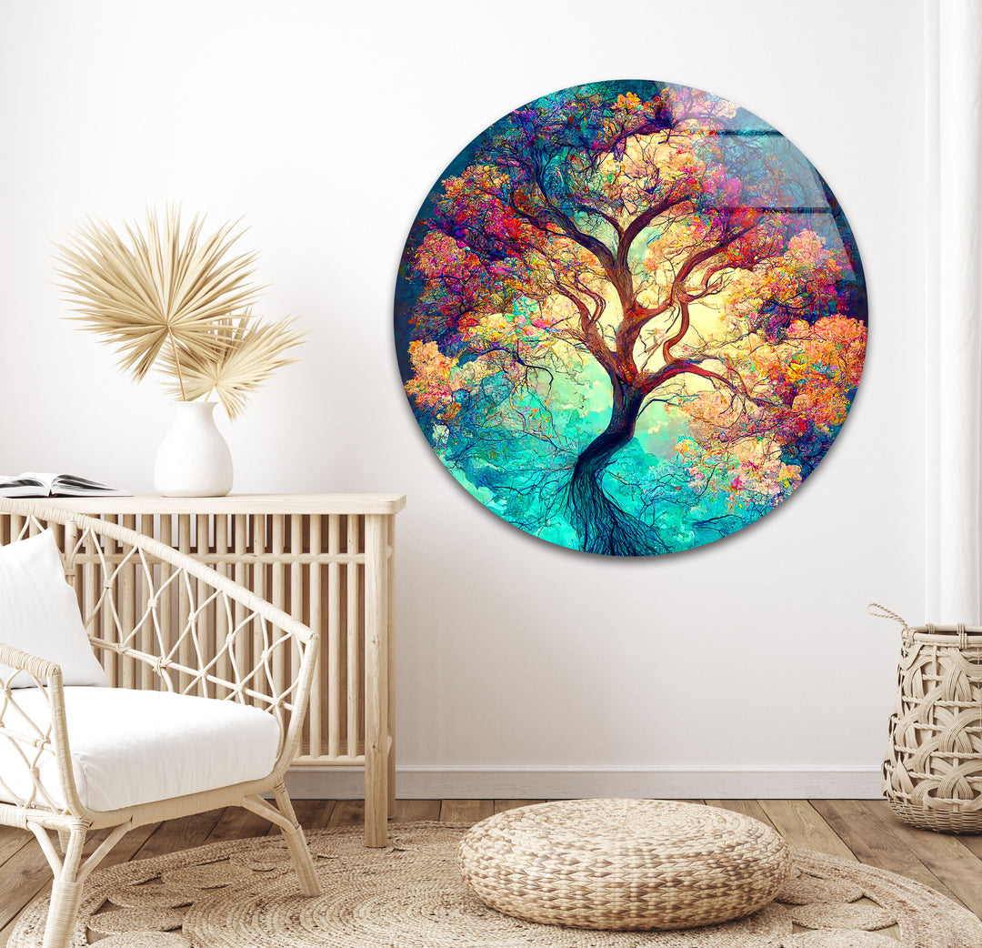 Old Big Green Tree Glass Wall Art, photo print on glass, prints on glass wall art