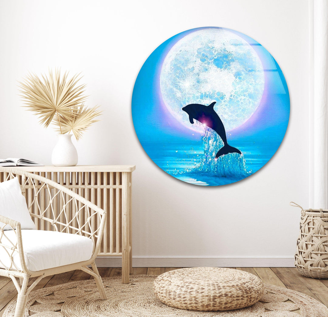 Night Dolphin Glass Wall Art art glass wall art, glass wall art pictures