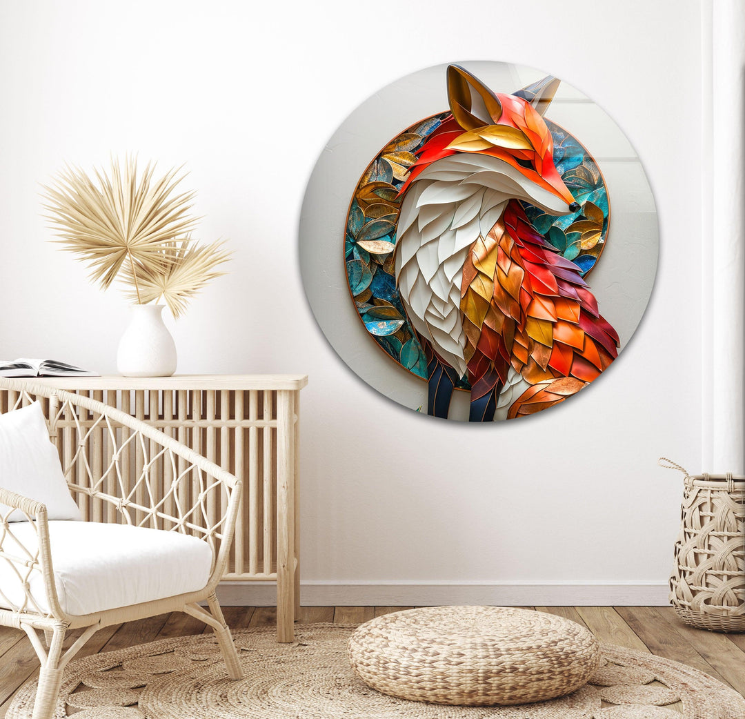 Colored Fox Glass Wall Art stained glass wall art, stained glass wall decor