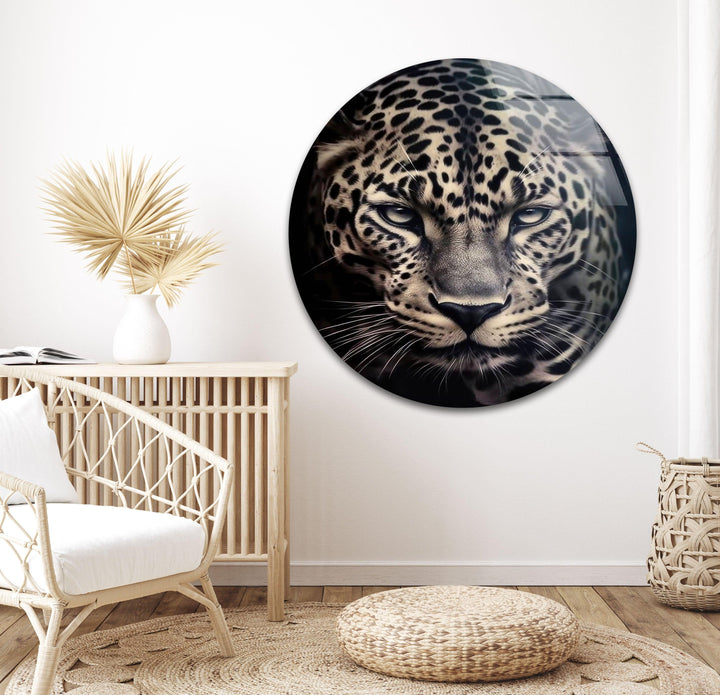 Leopard Portrait Glass Wall Art custom glass pictures, glass art prints