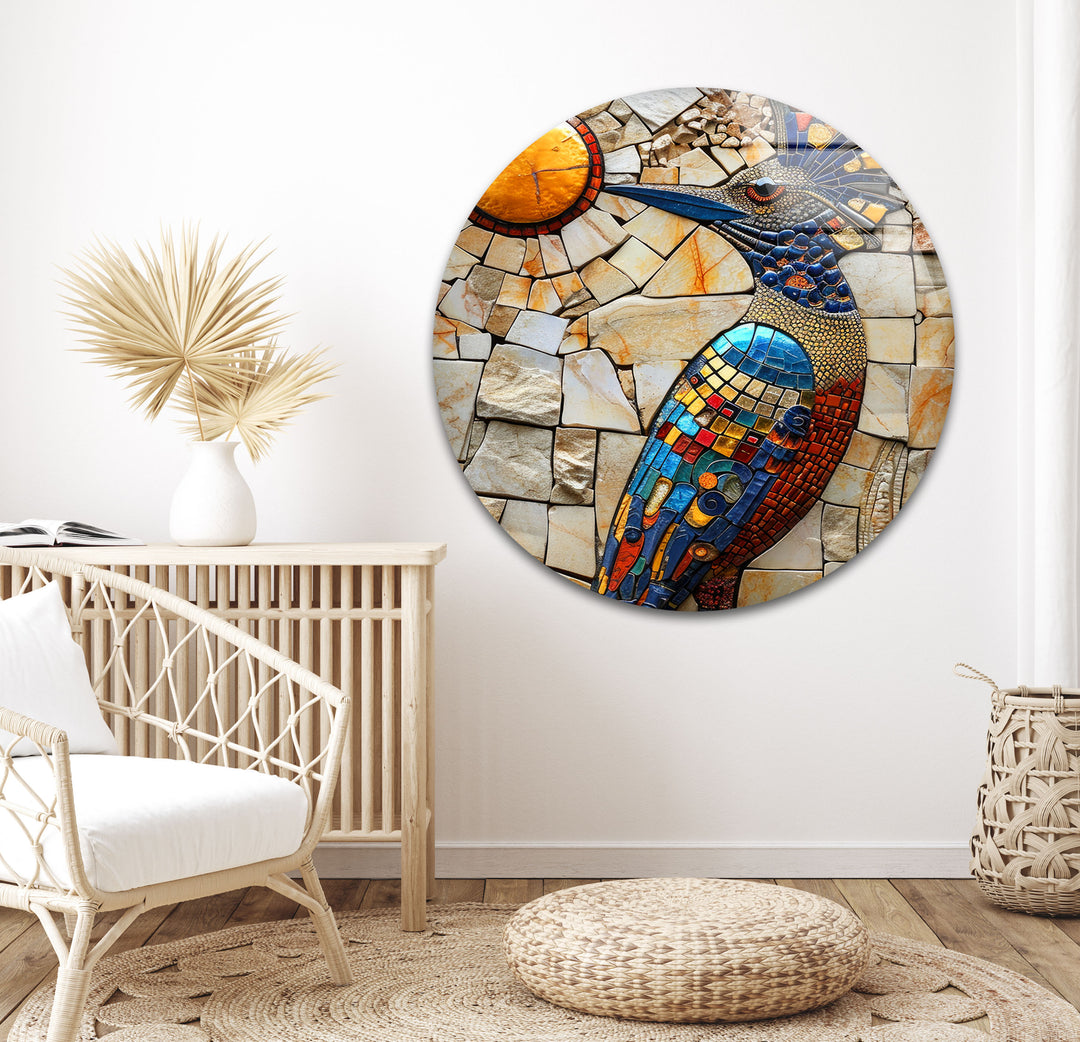 Mosaic Hummingbird Glass Wall Art glass photo prints, glass picture prints