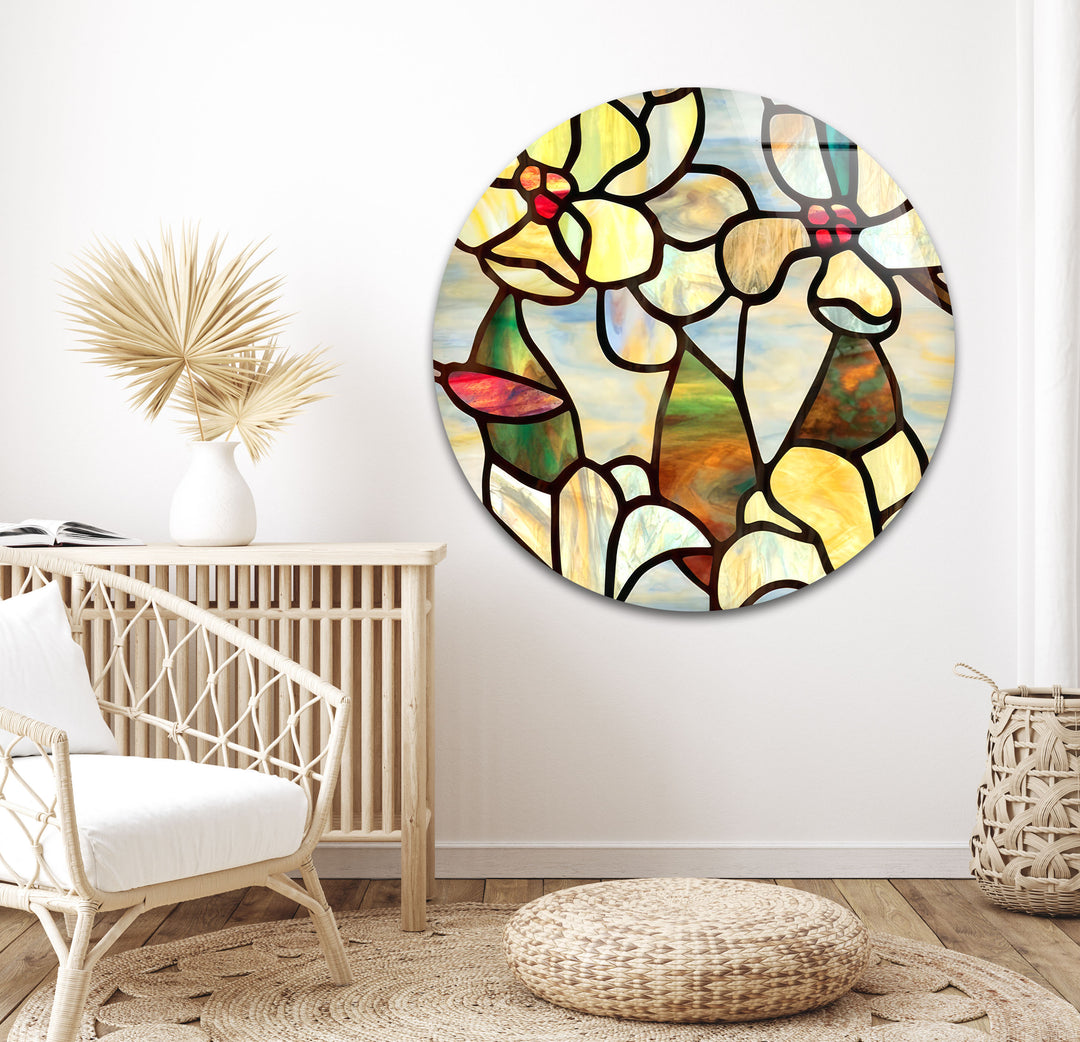 Stained Floral Glass Wall Art, Glass Printing Wall Art, Print photos on glass