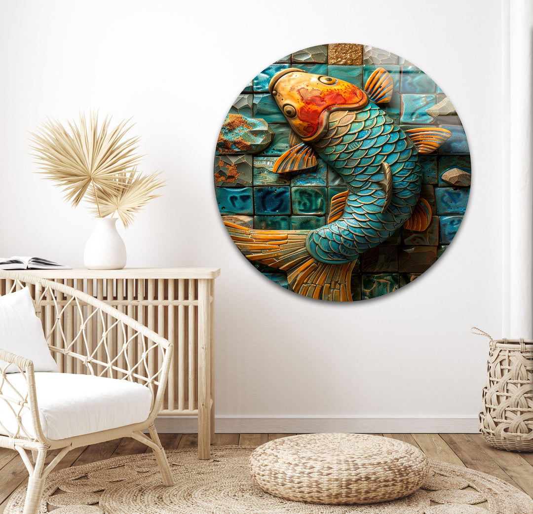 Mosaic Fish Glass Wall Art large glass photo prints, glass wall photos