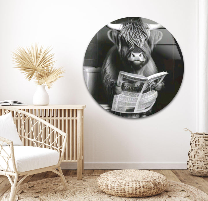 Reading Cow Glass Wall Art glass pictures for Wall, glass prints wall art