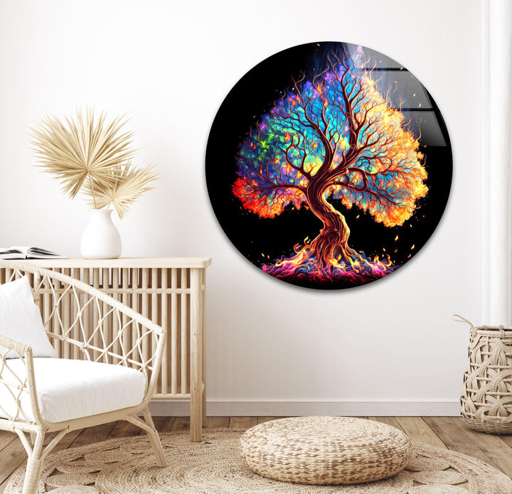 Colorful Tree Of Life Glass Wall Art, art glass wall art, glass wall art pictures