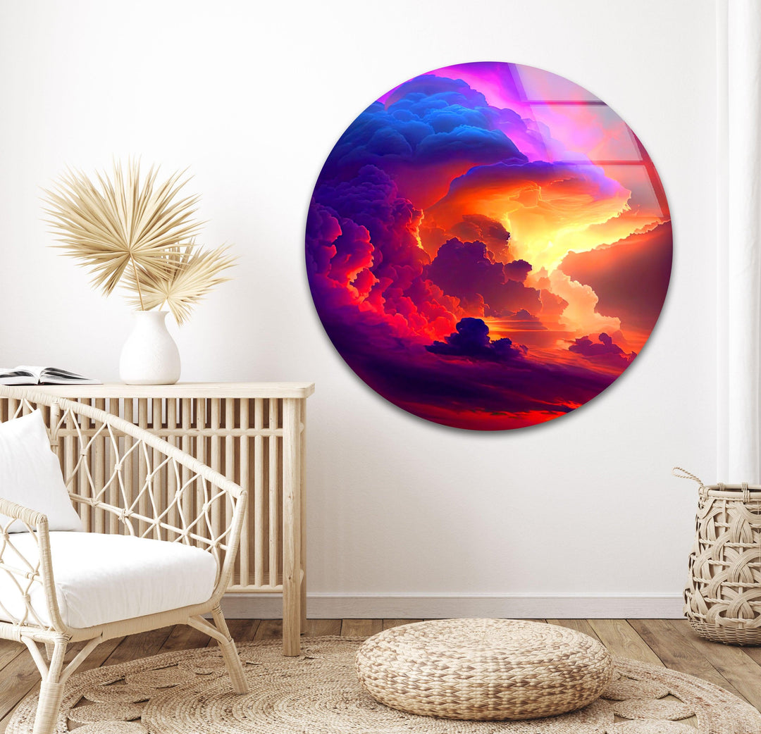 Colorful Clouds at Sunset Glass Wall Art print on glass, glass printed photos