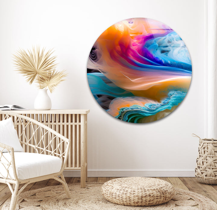 Rainbow Coloured Smoke Glass Wall Art, glass pictures for Wall, glass prints wall art