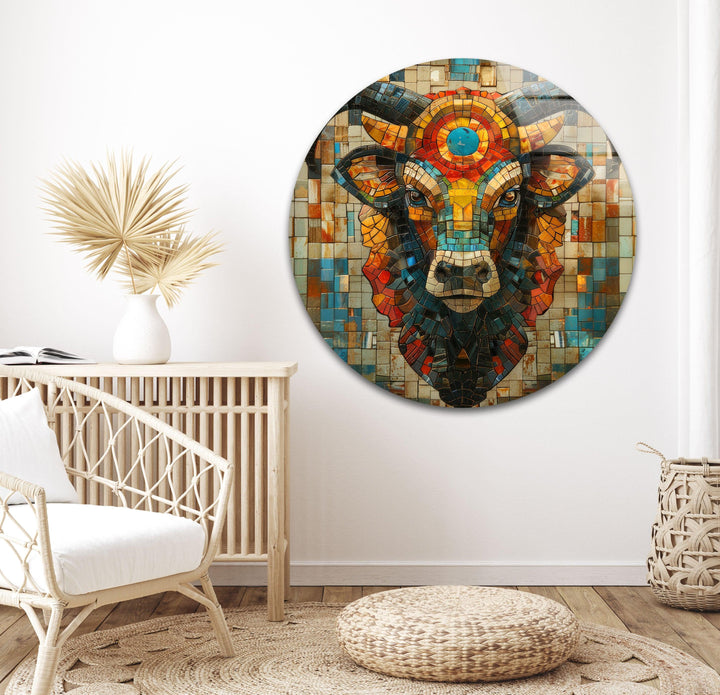 Mosaic Colored Dear Glass Wall Art print picture on glass,Tempered Glass Wall Art