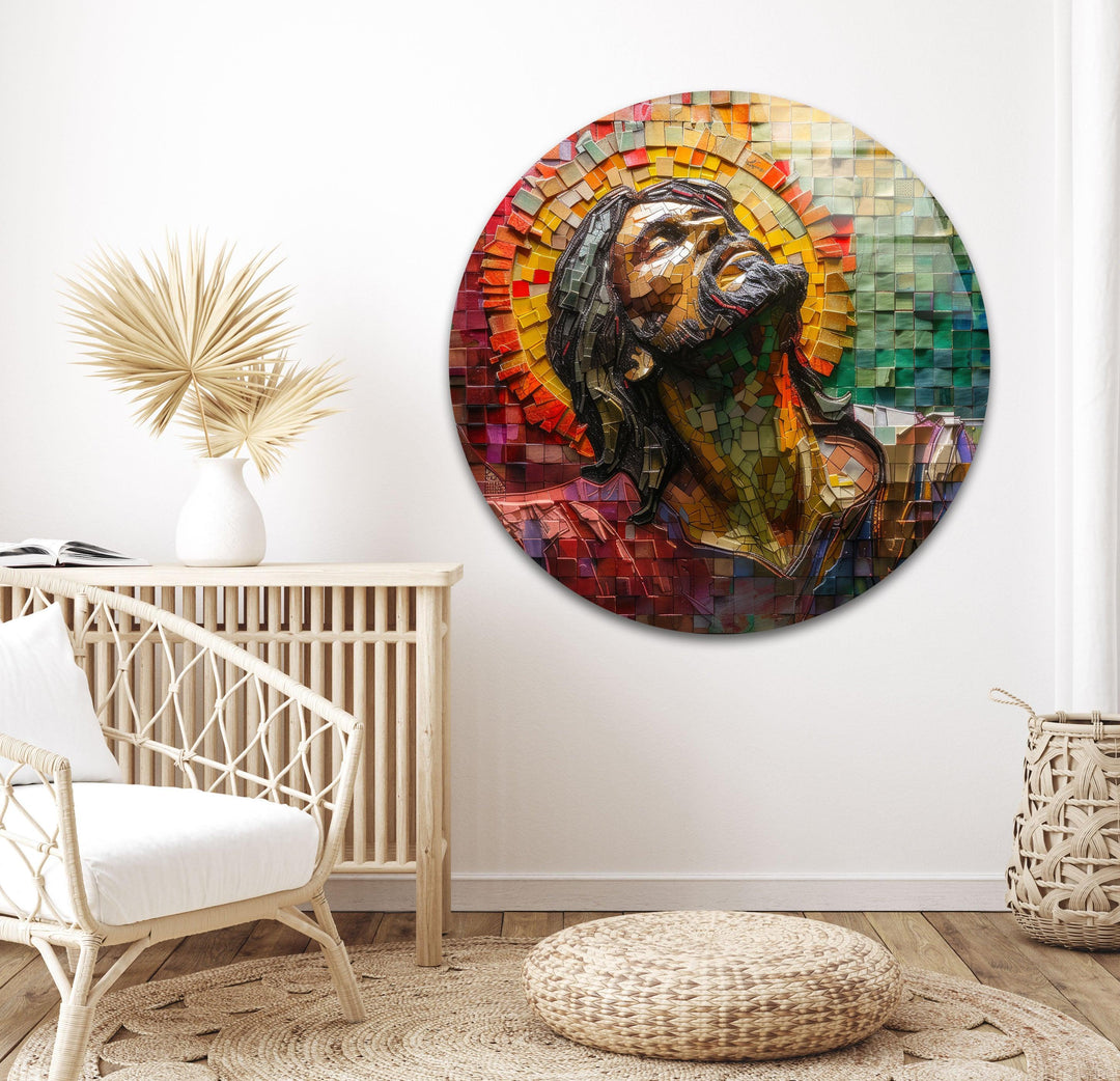 Jesus Mosaic Portrait Glass Art Painting Collections