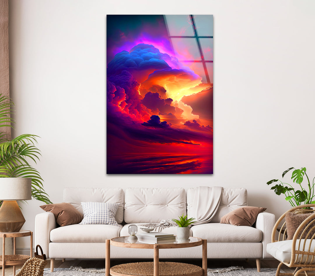 Colorful Clouds at Sunset Glass Wall Art art glass wall art, glass wall art pictures