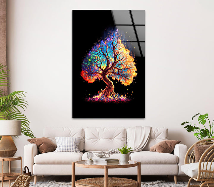 Colorful Tree Of Life Glass Wall Art, glass image printing, glass prints from photos