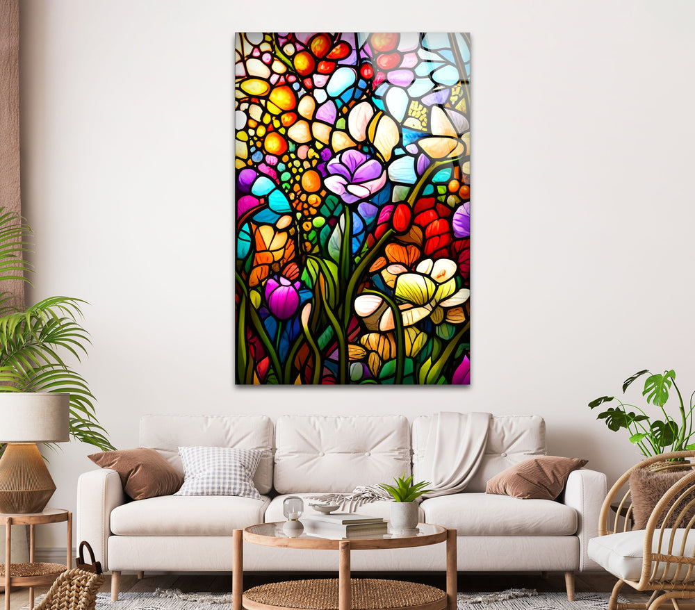 Stained Image Of Flower Glass Wall Art, glass wall decor, glass wall art decor