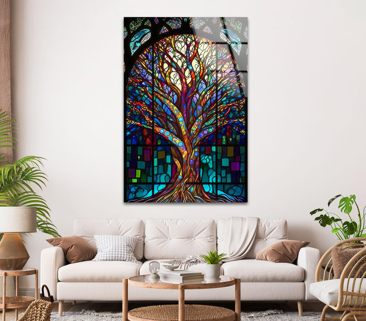 Stained Magic Tree Glass Wall Art, glass wall decor, glass wall art decor