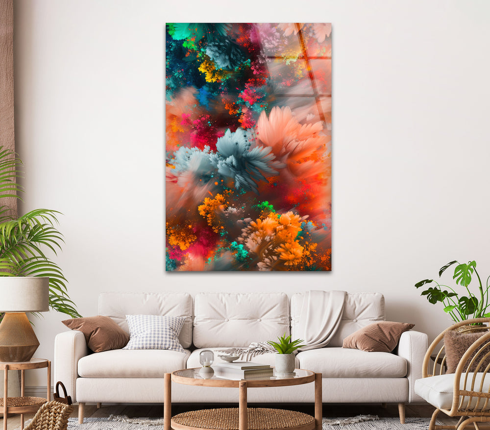 Abstract Explosions of Colors tempered Glass wall Art Painting