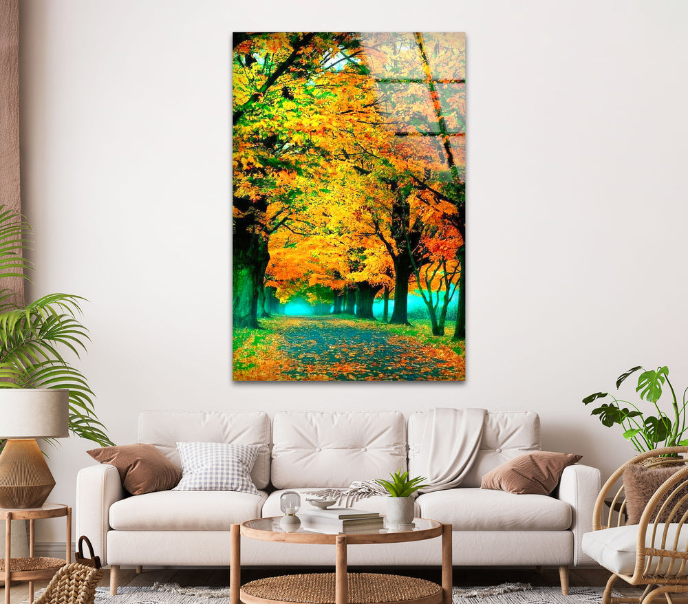 Real Nature Fall Nature Glass Wall Art print on glass, glass printed photos