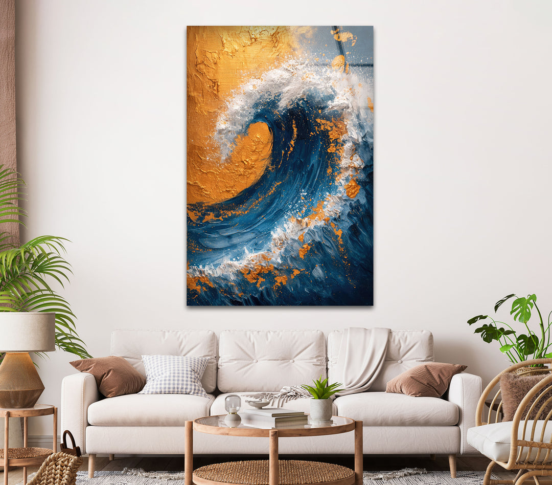 Ocean Wave Painting Glass Wall Art Glass Printing Wall Art, Print photos on glass