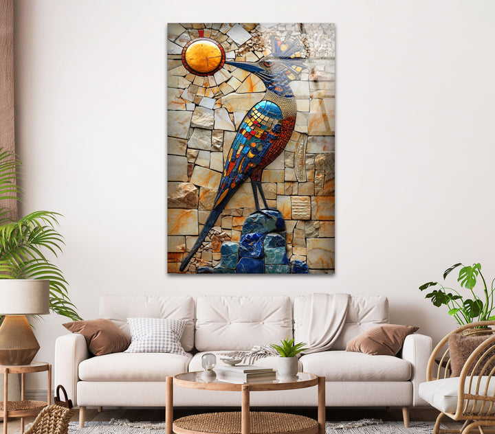 Mosaic Hummingbird Glass Wall Art glass pictures for Wall, glass prints wall art