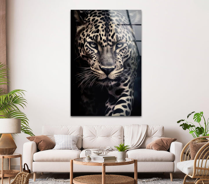 Leopard Portrait Glass Wall Art glass pictures for Wall, glass prints wall art