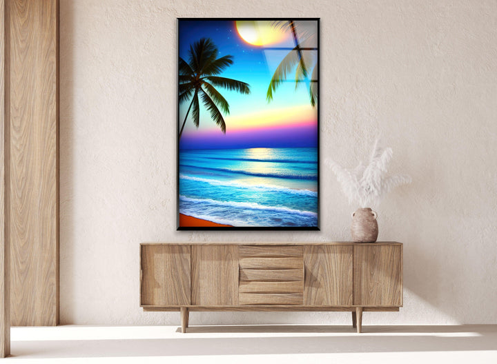 Palm Trees On The Beach Glass Wall Art glass wall decor, glass wall art decor